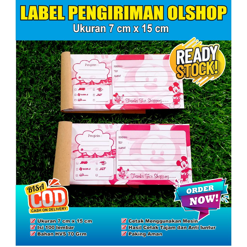 

LABEL PENGIRIMAN OLSHOP ISI 100 LEMBAR MOTIF MICKEY MOUSE
