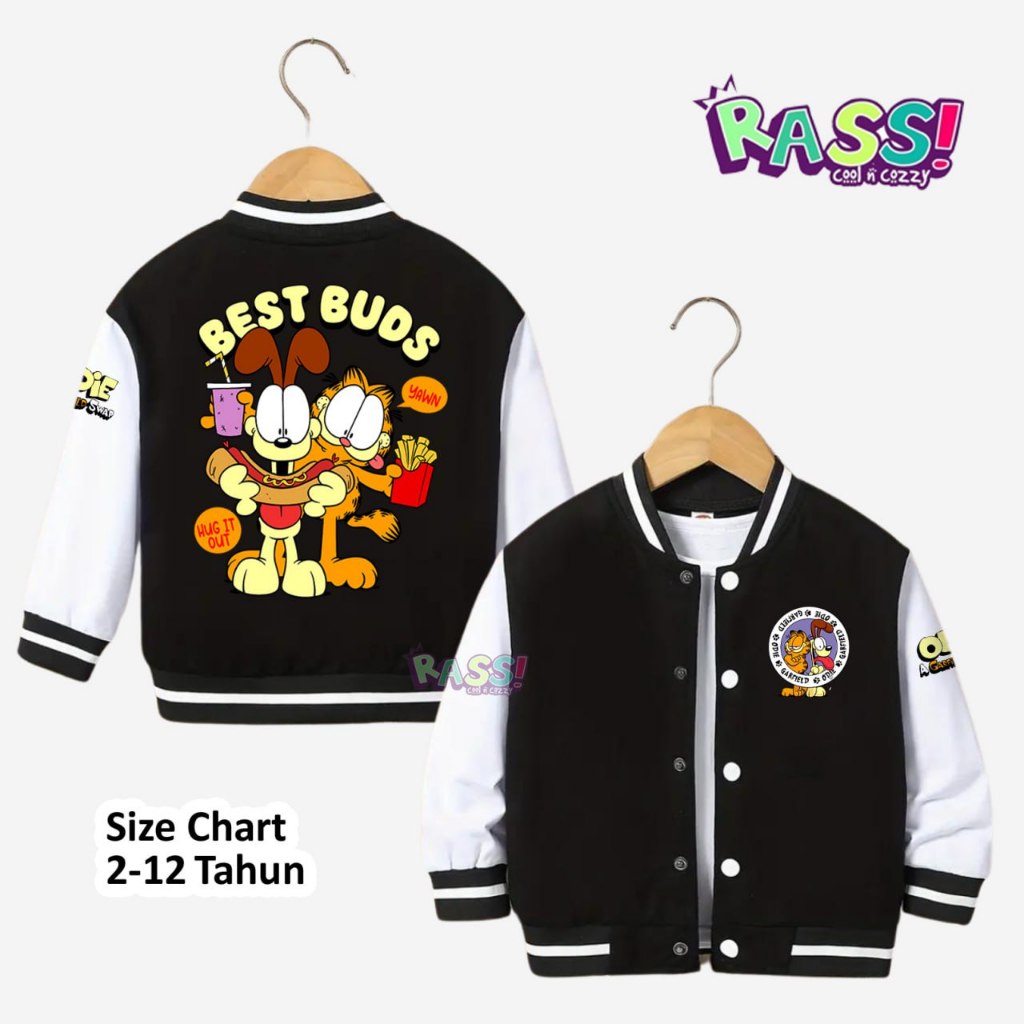 RASS KIDS JACKET BASEBALL GARFIELD SMILE ANAK LAKI LAKI PEREMPUAN UMUR 2-12