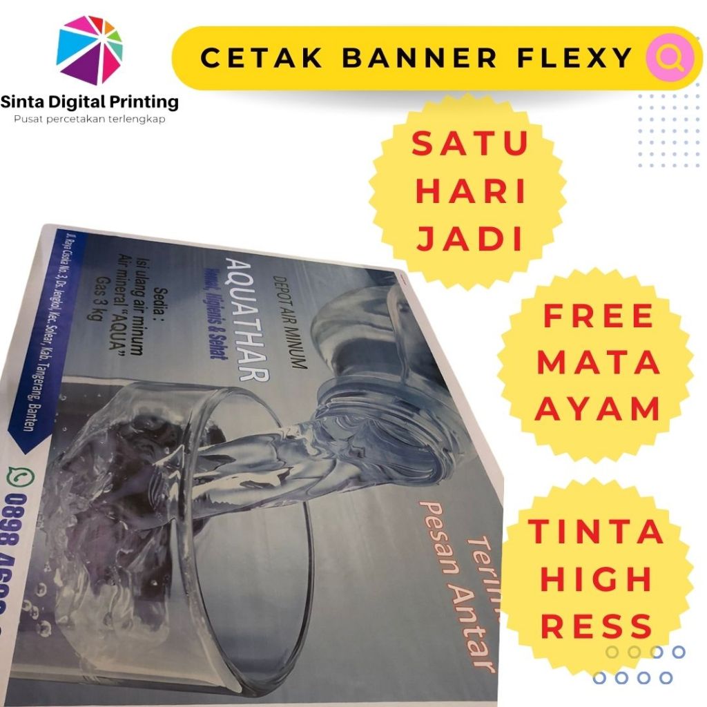 Cetak Spanduk Baliho Banner Bahan Flexi 280 Toko Apotik Custom Desain dan Ukuran
