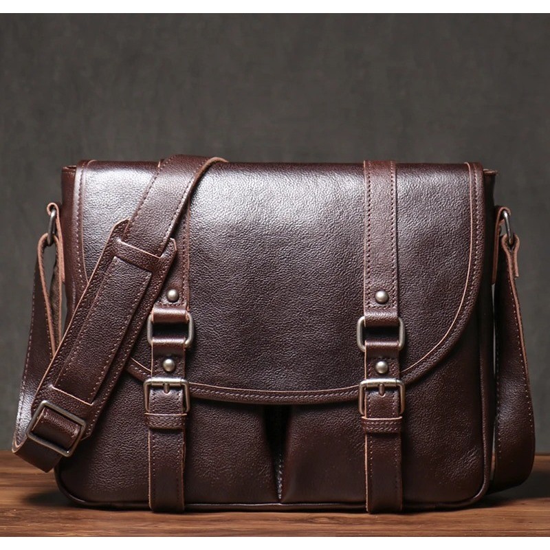 Tas Laptop Pria Kulit Sapi Asli - Tas Slempang Bahu Pria Kulit Sapi Asli - Tas Selempang Messenger -