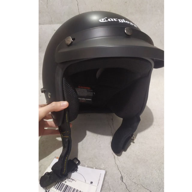 Helm Cargloss M Original Asli Retro Half Face Hitam Black Doff kuliah kerja mahasiswa keren kokoh ku
