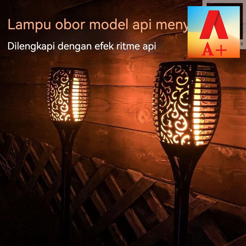 A+ Lampu Taman Obor Solar LED/ Lampu Taman Tancap Model Obor Tenaga Surya LED / Lampu Api Taman Tanc