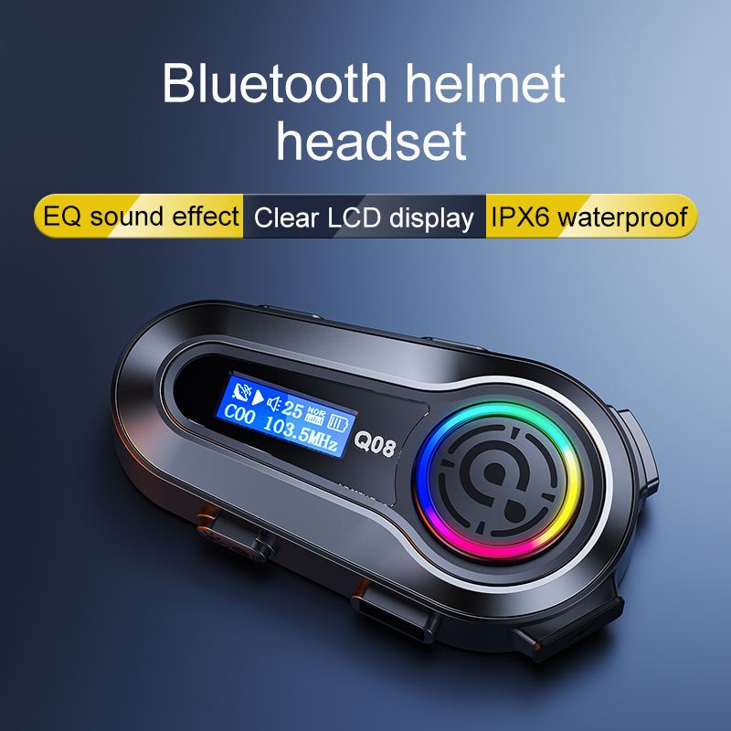 Q08 Headset Helm Bluetooth Headset Helmet mirip intercom Motorcycle Q08- Black Earphones hard soft m