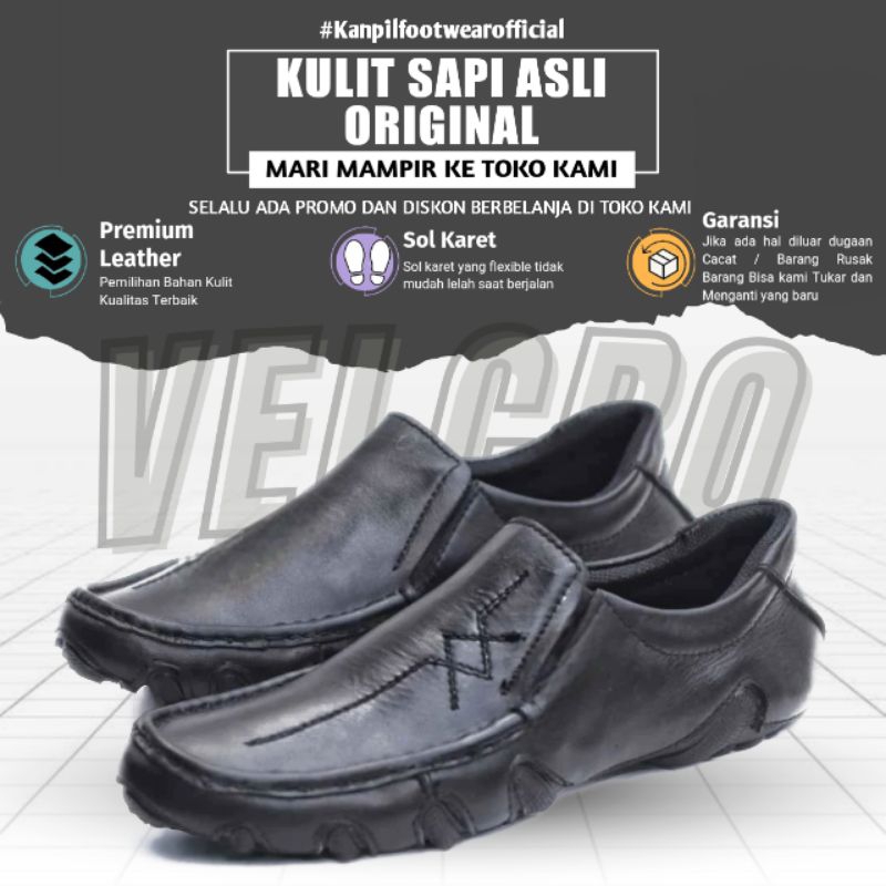 Sepatu Pria Slip On Kulit Asli Pantofel Hitam Cokelat Kasual Formal Selip Sapatu Selop Pantopel Kerj