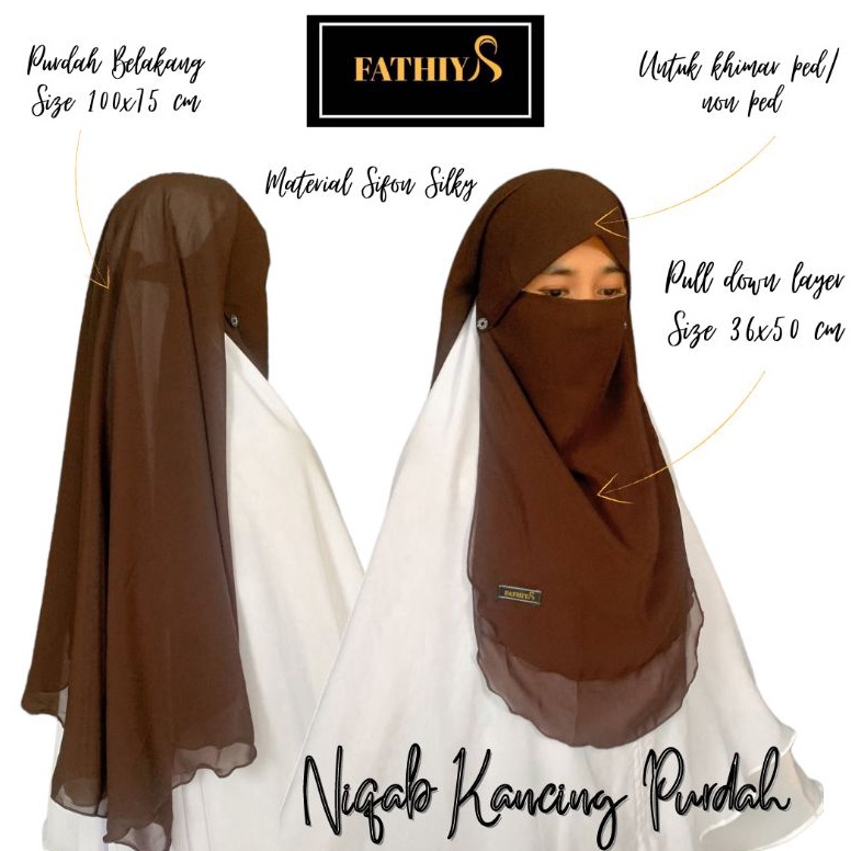 ART Y44I Cadar Niqab Poni Kancing Purdah fathiya