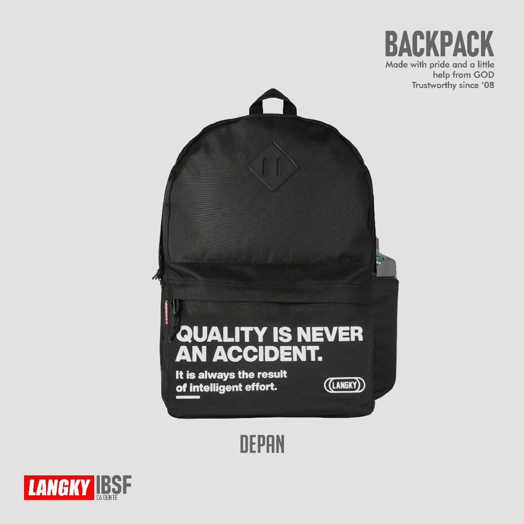 Langky Tas sekolah Ransel Pria Anak laki laki Sd Smp Sma Distro Cowok IBSF C6 DENTE  Black