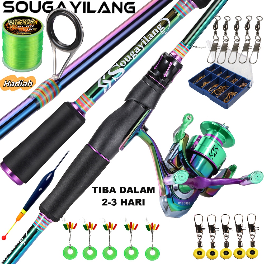 Sougayilang Pancingan Set 180 Double Handle Reel Pancing Full Set Joran Set Lengkap