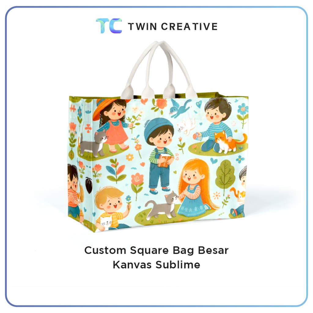 Custom Tote Bag Kanvas / Tas Travel Multifungsi / Totebag Jumbo - Square Bag Besar SBB.4