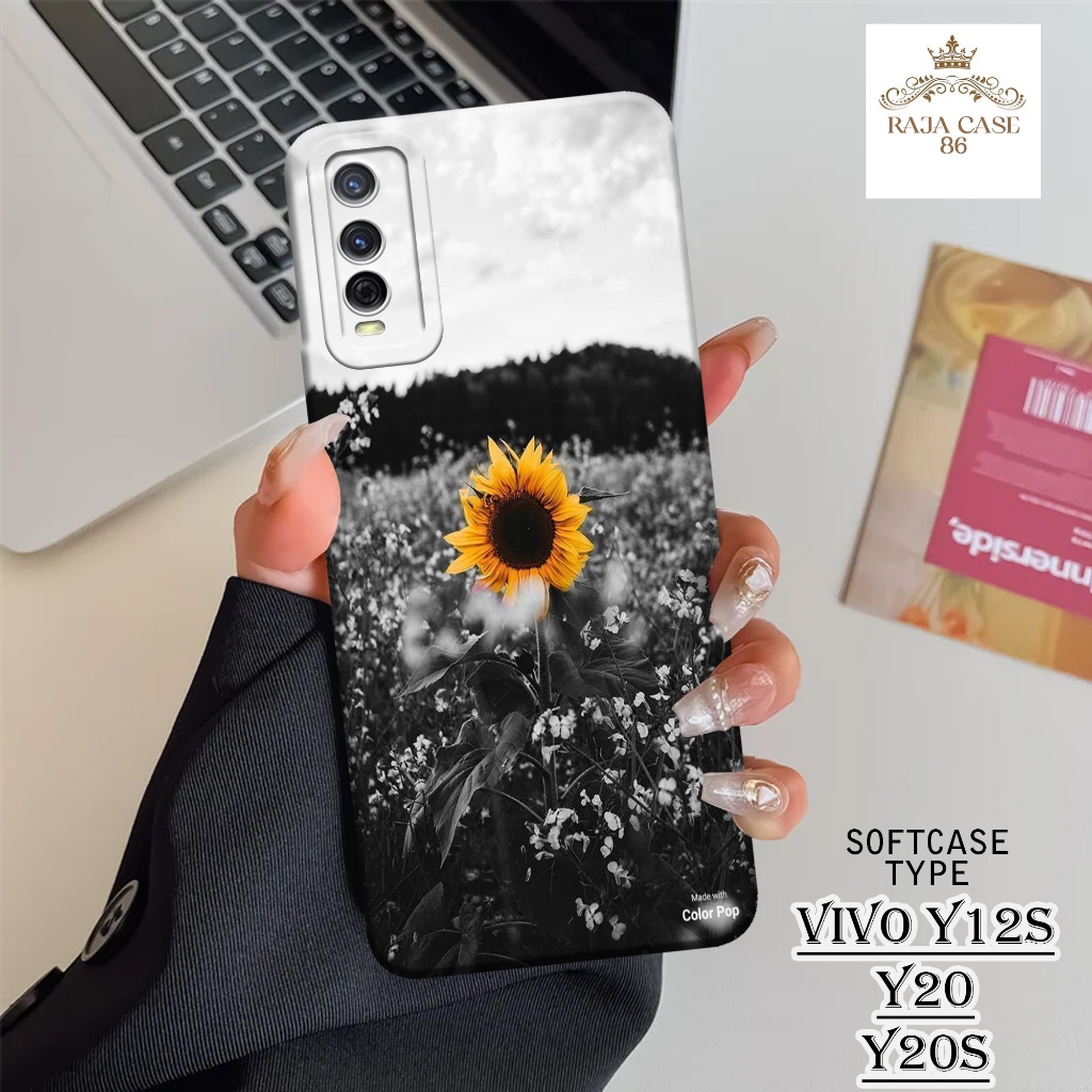 Case  Vivo Y12S / Y20 / Y20s - Rajacase - Casing Hp Vivo Y12s Vivo Y20 Vivo Y20s - Motif case Bunga 