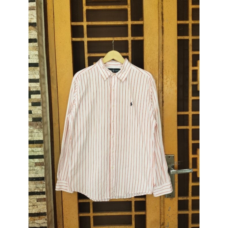 kemeja ralph lauren salur merah putih