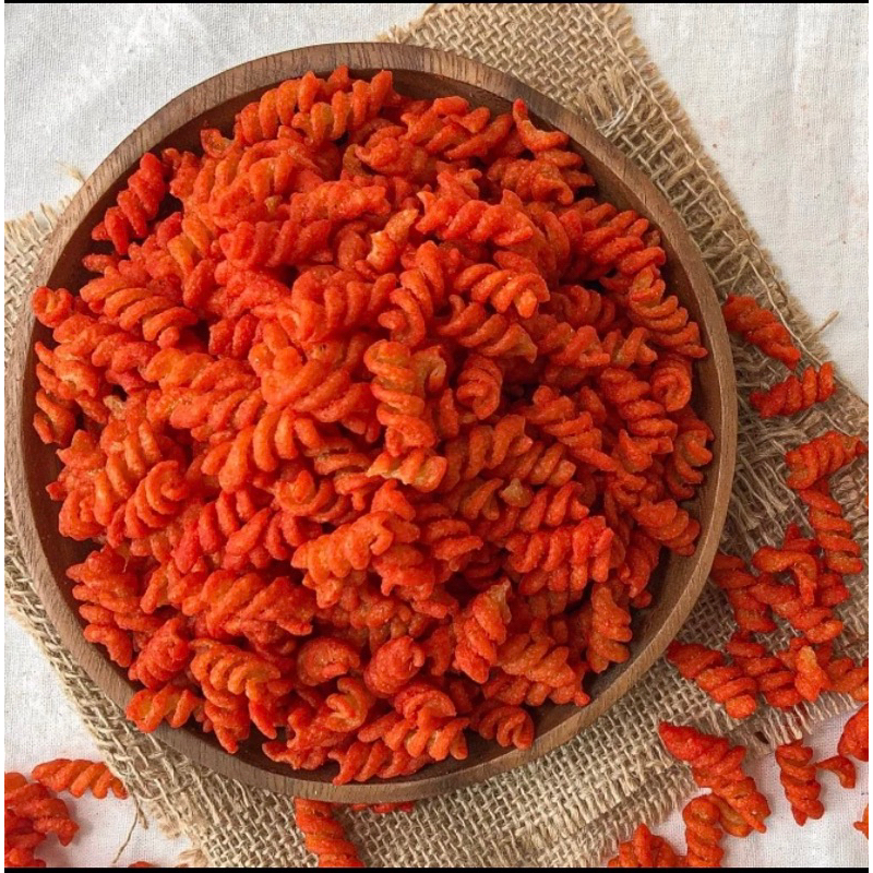 

makaroni spiral balado , spiral balado , makroni keriting , makroni renyah galing