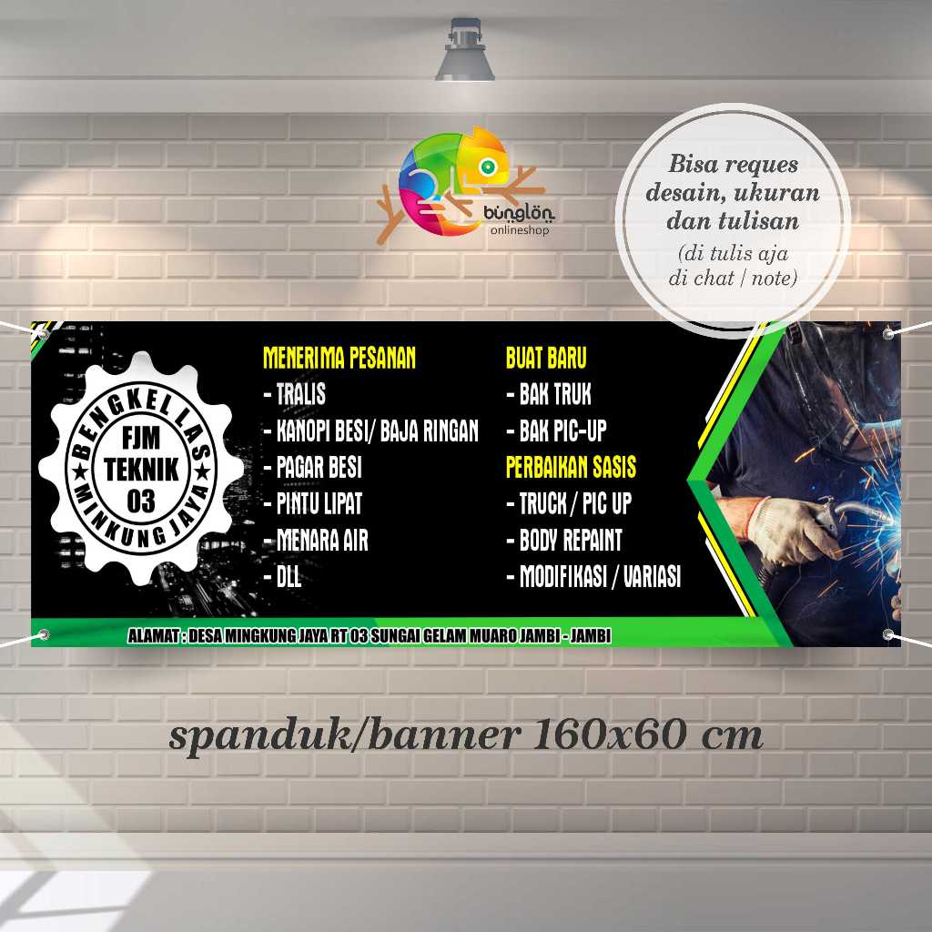Spanduk Banner Bengkel Las Free Custom Desain