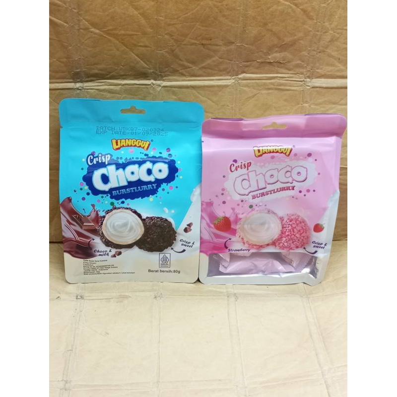 

Wafer Bulat salut coklat&Stawberry / Crips Choco