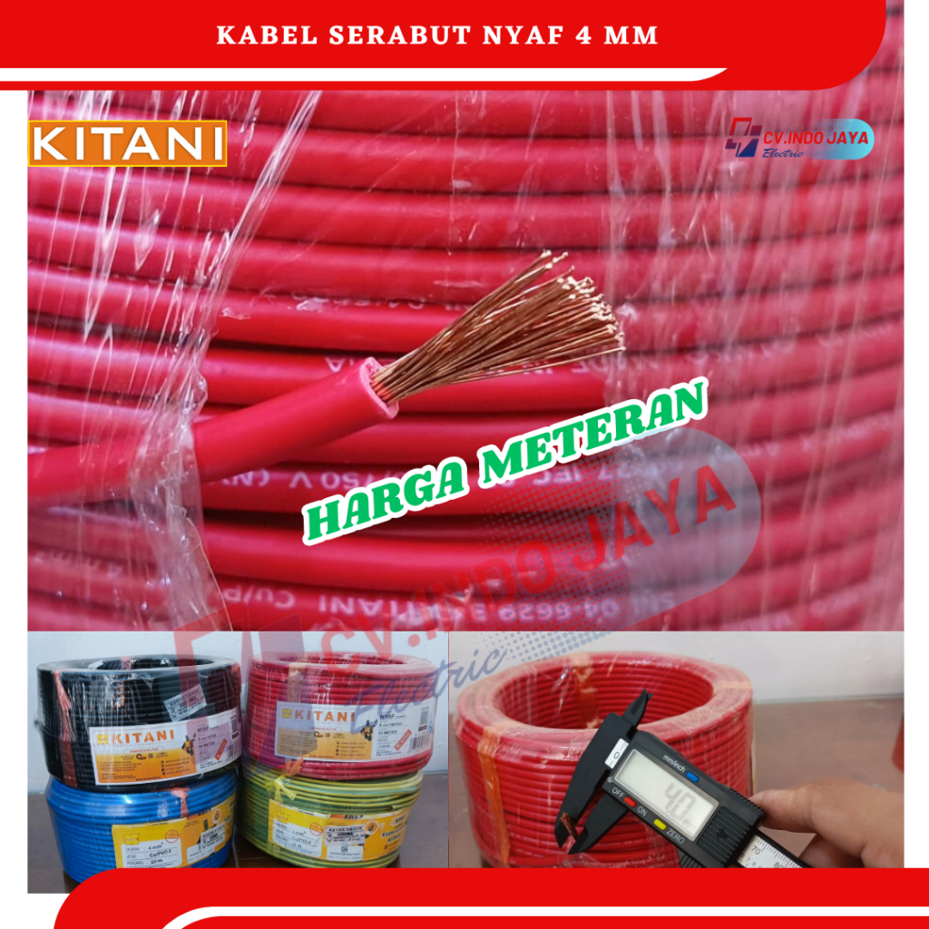 Kabel serabut 4 mm NYAF KITANI kabel serabut tembaga harga meteran kabel accu kabel grounding