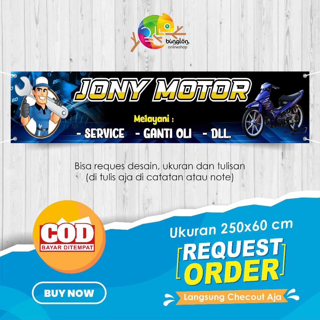 Spanduk Banner Bengkel Motor Free Custom Desain