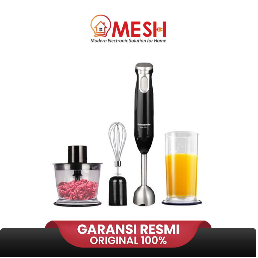 Panasonic MXSS1BSR – Hand Blender 600 Watt 4 Aksesoris Pelumat MX-SS1-BSR Alat Dapur MPASI Electric