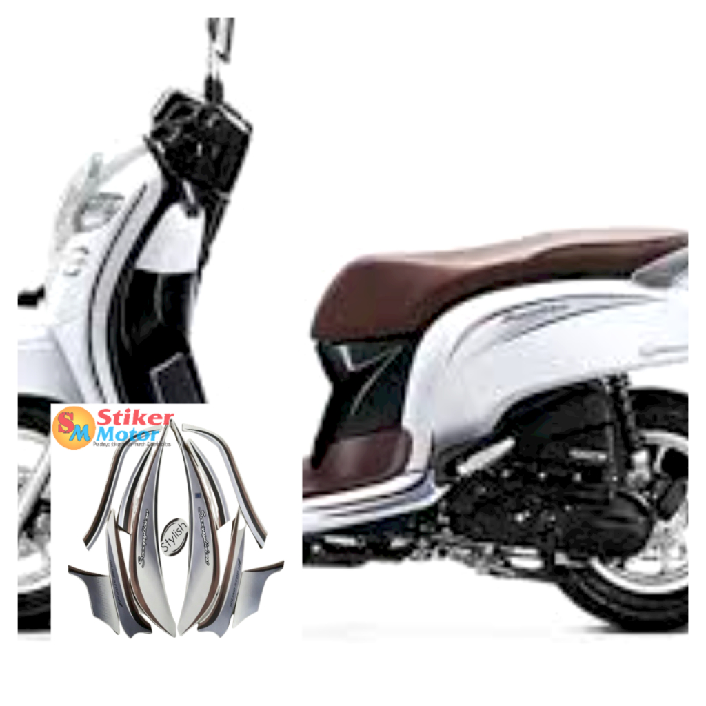 STICKER STRIPING LIS LES BODY MOTOR HONDA SCOOPY STYLISH 2018 PUTIH