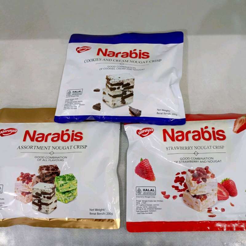 

[HALAL] Naraya Narabis Nougat Crisp 200gr (isi 20pc) Matcha Strawberry Cookies&Cream