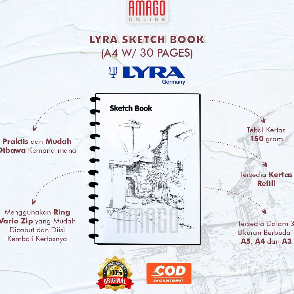 

Terlaris LYRA Sketch Book A4 3 Pages Sheets 15 gsm Buku Sketsa Menggambar Sketchbook Premium Professional 92126