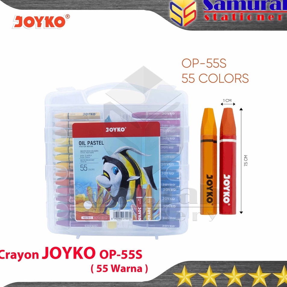 

Crayon Joyko OP55s Krayon Minyak isi 55 Warna Oil Pastel OP 55S For Drawing Water Resistant Non Toxic