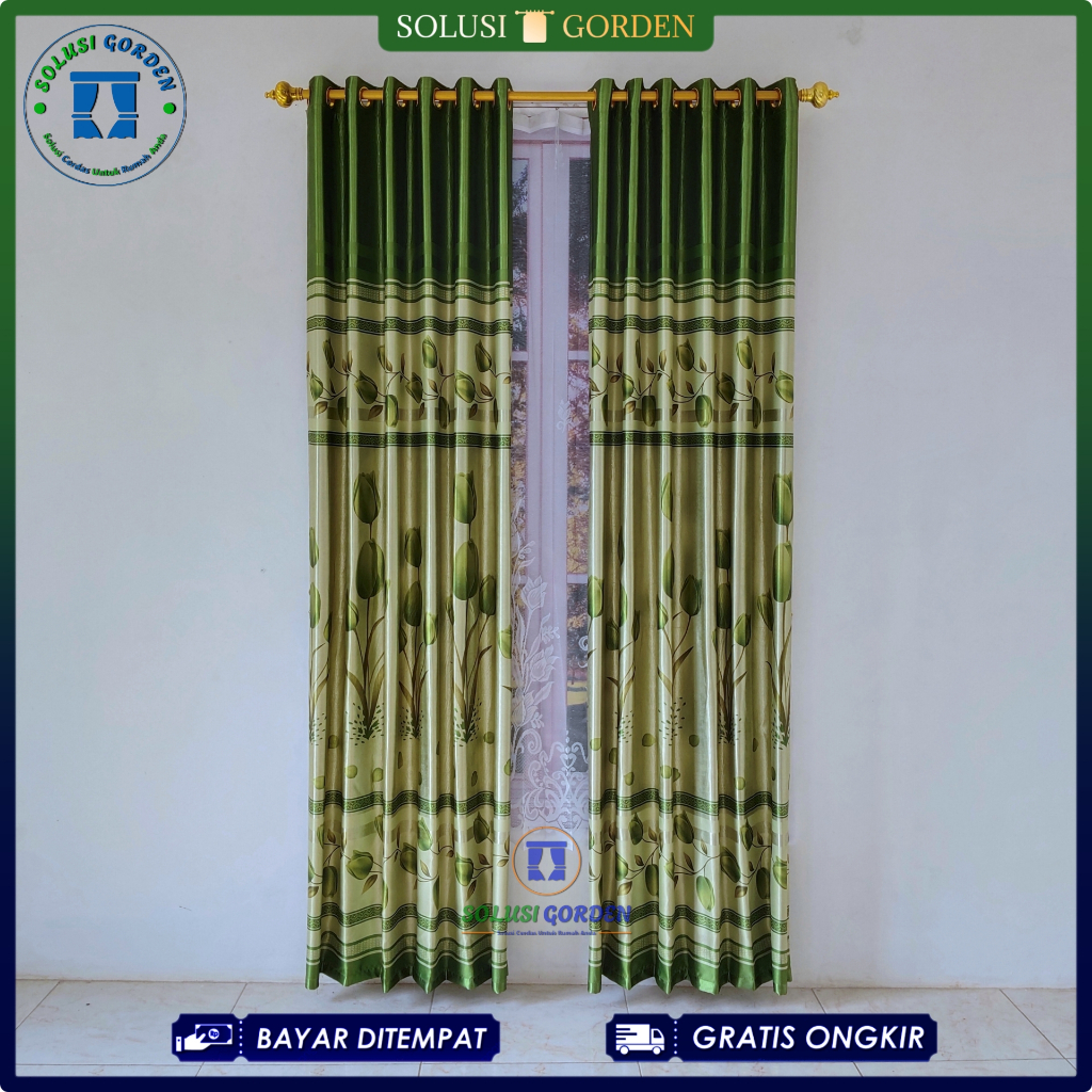 hordeng jendela kamar tidur Aesthetic Kain Blackout Tebal Motif Bunga Tulip