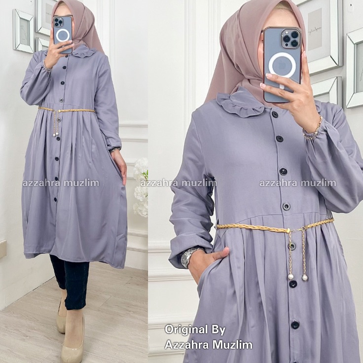 COD AM  ORIYA Long Tunik Wanita FREE BELT Katun Shakila Kancing Aktif  Atasan Tunik Muslim Wanita Ka
