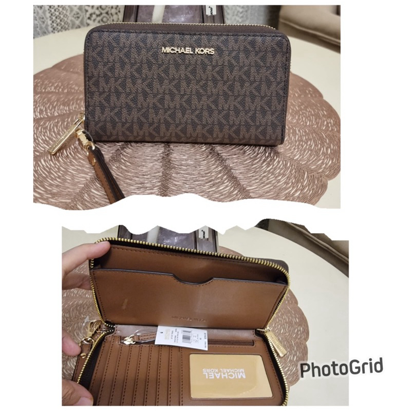 dompet michael kors phone wallet signature brown