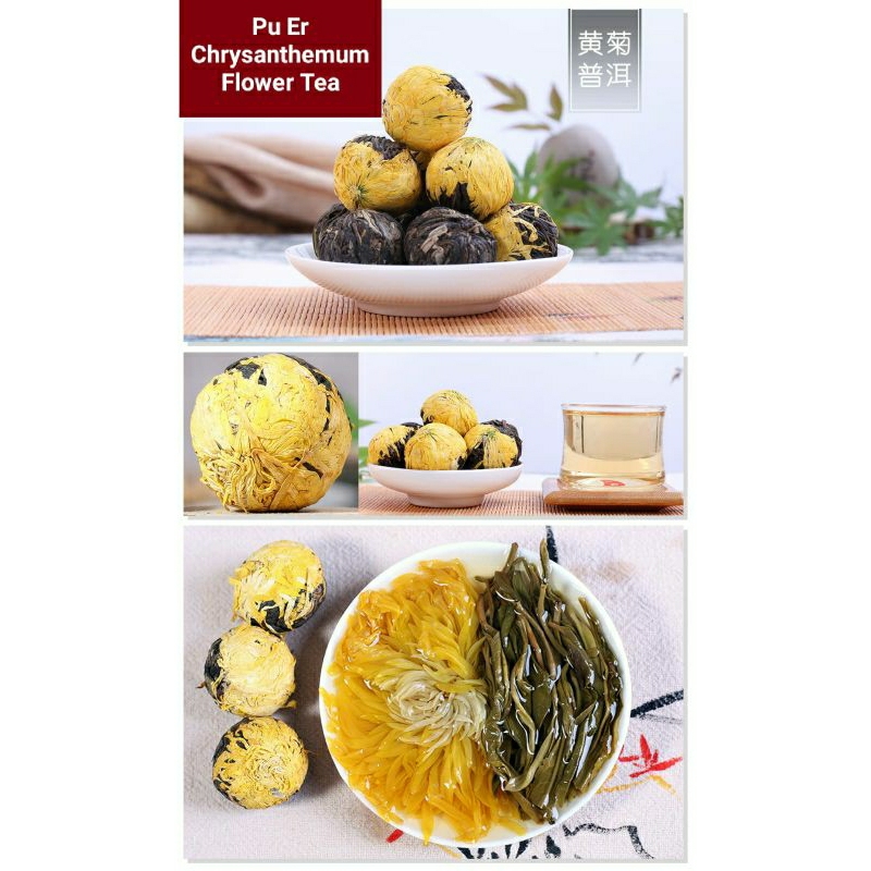 

Nature Market Pu Er Blooming Tea / Teh Bunga Pu Er / Flower Ball Pu Er Tea