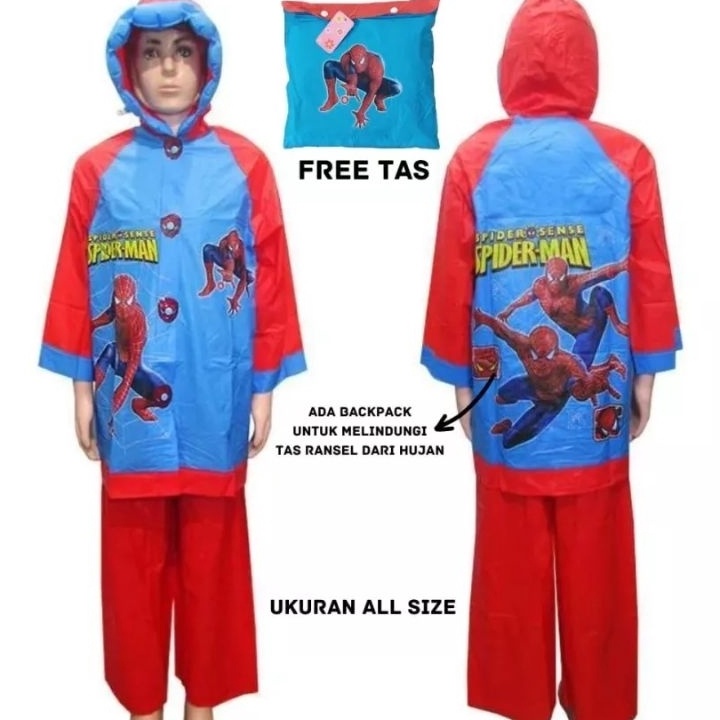 Terlaku JAS HUJAN SETELAN JAKET CELANA ANAK MOTIF KARAKTER KARTUN LUCU