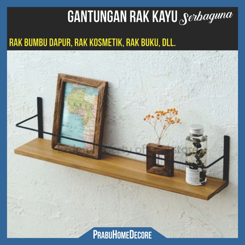 Rak Kayu Dinding Kosmetik Rak Penyimpanan Obat obatan Serbaguna Panjang 40 - 80 cm Termurah | Gantun