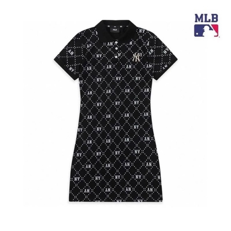 MLB Monogram Mini Polo Dress Boston/New York Black