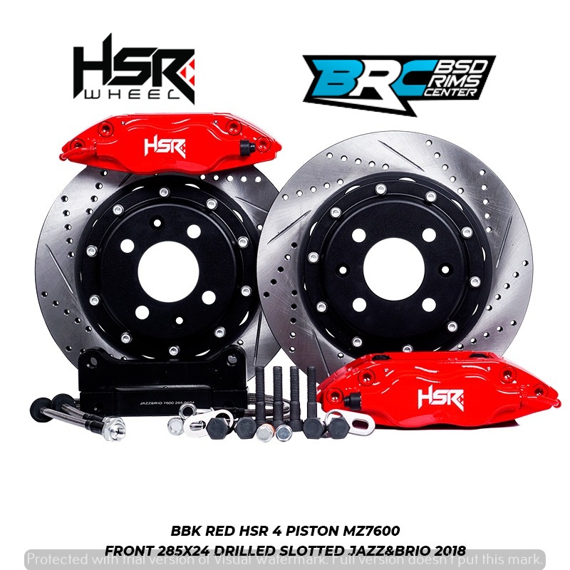 BBK HSR  MOBIL JAZZ BRIO BBK RED HSR 4 PISTON MZ7600 FRONT 285X24 DRILLED SLOTTED JAZZ&BRIO 2018 (SC
