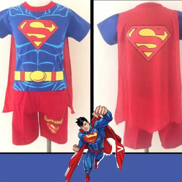 Terkini Baju anak setelan superman sayap lengan pendek  BAJU ANAK SUPERMAN PENDEK SAYAP