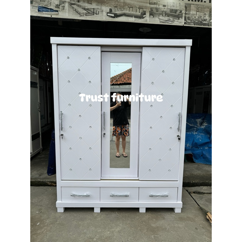 lemari pakaian 3 pintu sleding/lemari gantung gamis/lemari baju/lemari pakaian/lemari baju