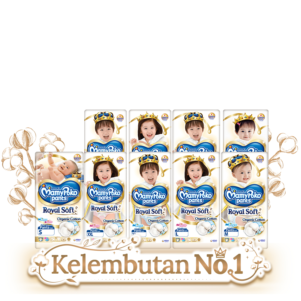 MAMYPOKO ROYAL SOFT/EXTRA SOFT PANTS S46, M42, L34,XL30, XXL24 BOY/GIRL MAMY POKO
