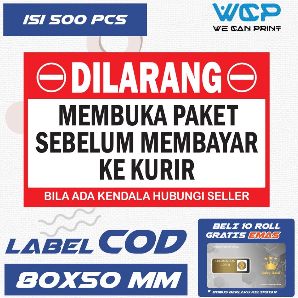 

LABEL STICKER COD STIKER PENGIRIMAN PAKET COD ONLINE SHOP OLSHOP ISI 5 PCS