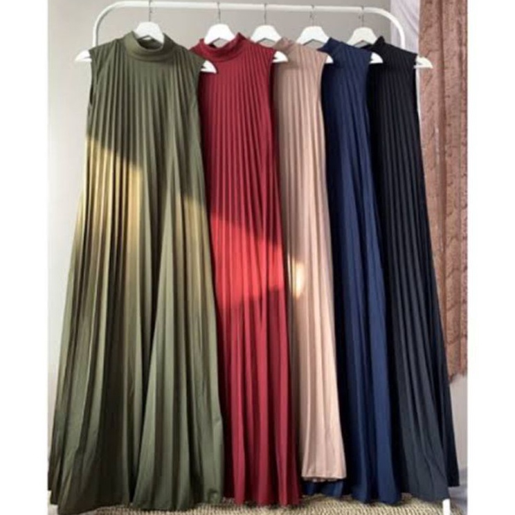 Inner Dress Plisket Premium  Dress Plisket Tanpa Lengan  Gamis Plisket Premium  Gamis Plisket Maxy  
