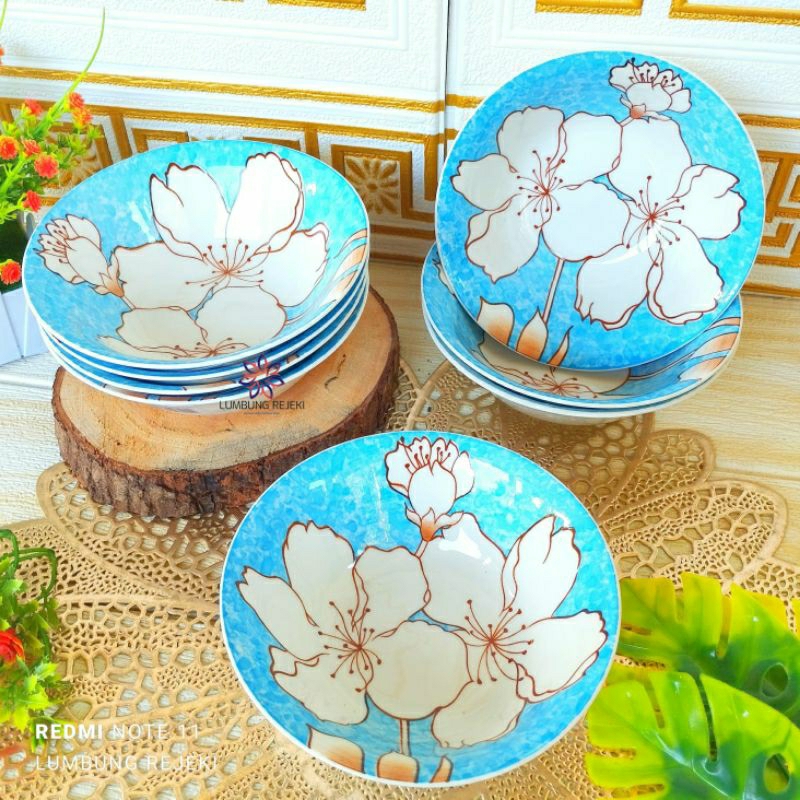 Mangkok Keramik Jepun Sakura / Mangkok keramik Jepang / Mangkok Keramik Korea / Mangkok Soup 7Inc