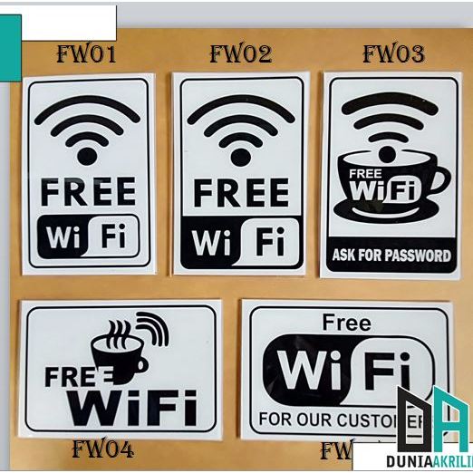 

PAPAN AKRILIK, STIKER, DESAIN FREE WIFI 15 X 21 CM