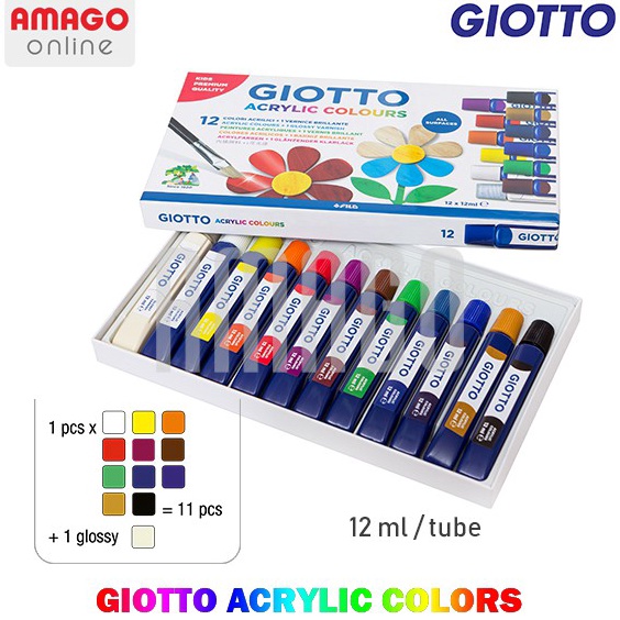 

Grosir GIOTTO Acrylic Colors Paint Cat Akrilik Cat Lukis 12 warna x 12 ml 359