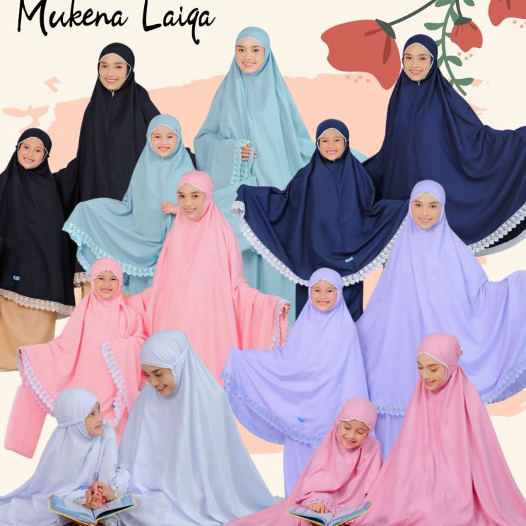 Mukena Laiqa Anak dan Dewasa by Gynura Kids Bahan Katun Polymicro  Mukena Polos Anak dan Dewasa