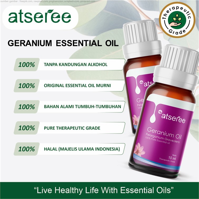Atseree Geranium essential oil minyak geranium atsiri 5 ml 10 ml 30 ml Asli Murni original Essential