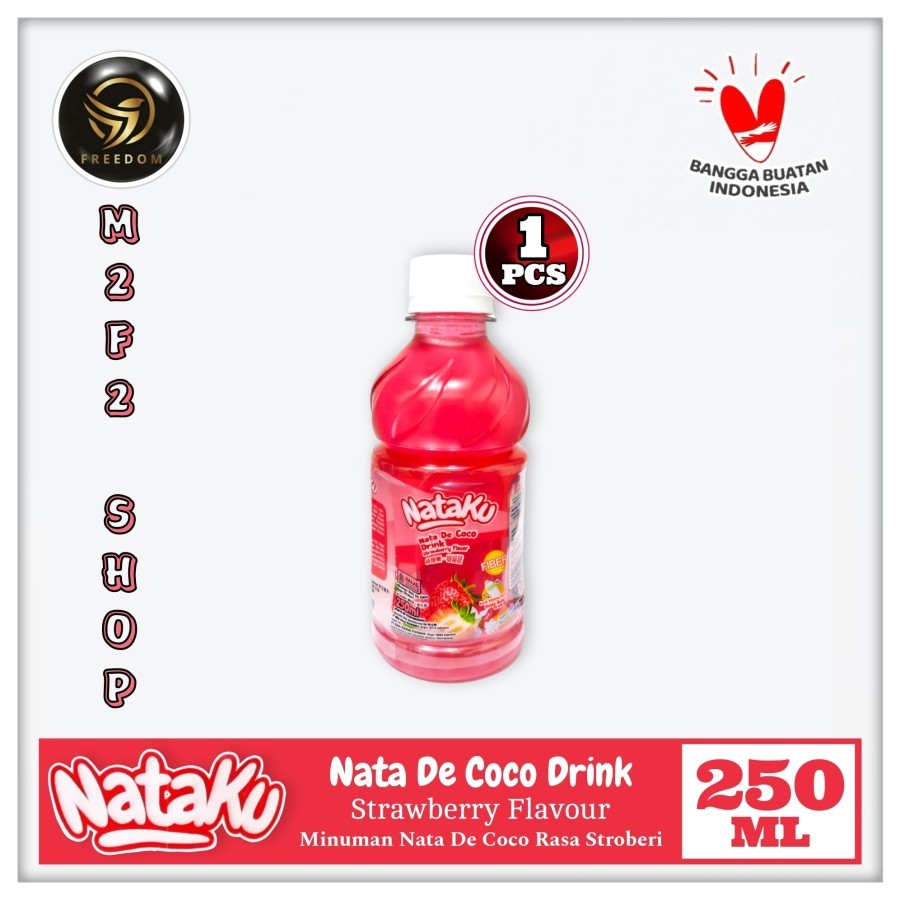 

Nataku Nata De Coco Drink Strawbery Flavor | Rasa Stroberi Botol Pet - 250 ml (Kemasan Satuan)