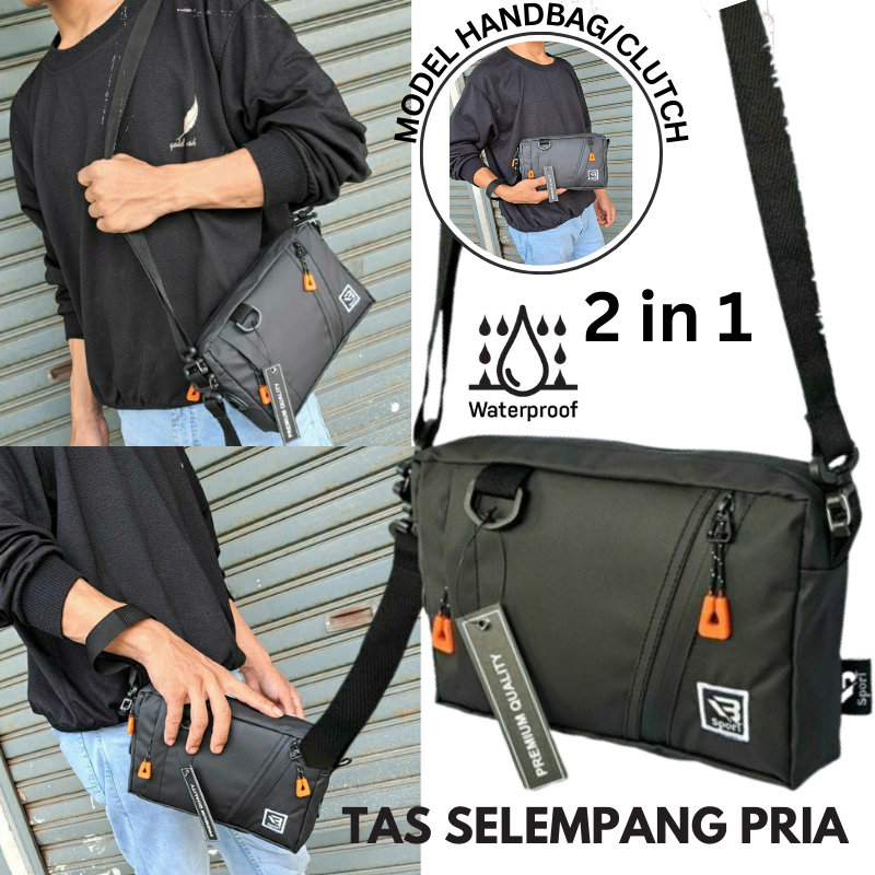 Tas Selempang Pria Handbag Bent Premium Quality Clutch Bag Waterproof Slingbag Genggam Anti Air