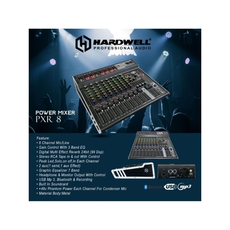 Power mixer 8 channel power mixer HARDWELL PXR 8 ORIGINAL USB-BLUETOOTH