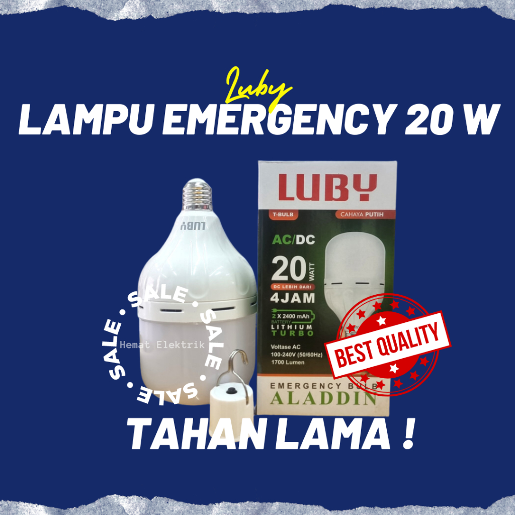 Lampu Emergency LED Emergenci Emergensi Darurat Tahan Lama Luby Aladdin 20 Watt