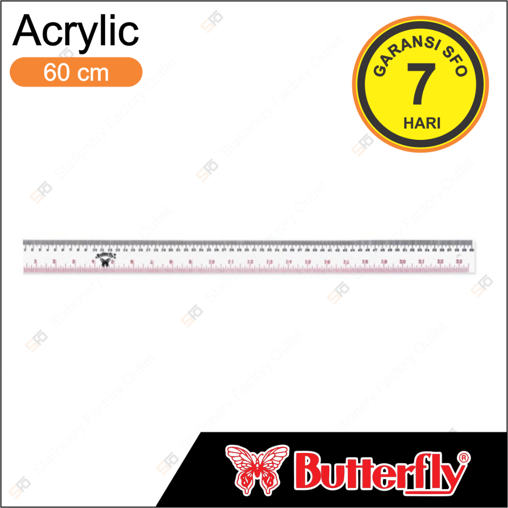 

Penggaris Butterfly 60cm - Acrylic Ruler 60 cm