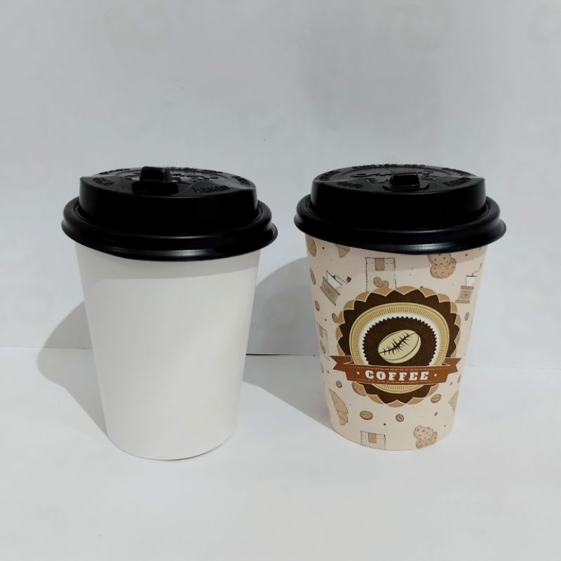Cup Coffee OKEY Sama Tutup/Paper Cup Coffe OKEY/Gelas Kopi+Tutup OKEY/Gelas Kertas Polos Motif Merek