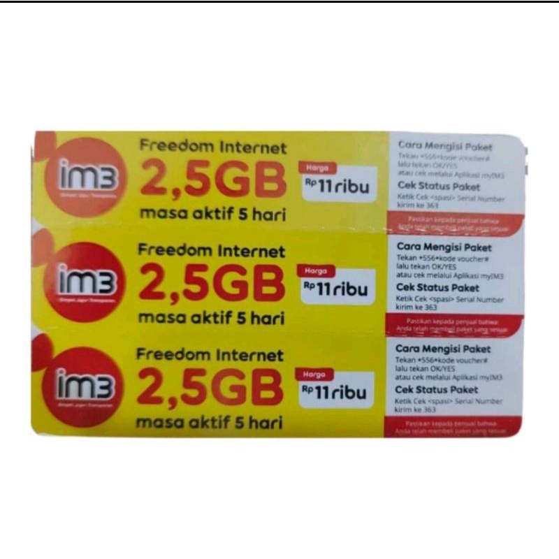 VOUCHER INDOSAT 2,5 GB 5 HARI