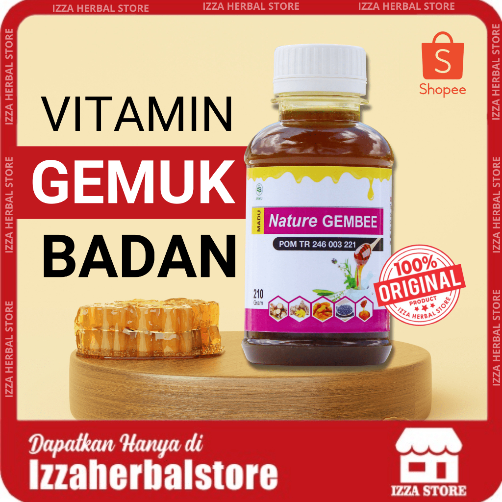 MADU GEMUK BADAN Nature Gembee Obat Penggemuk Badan Untuk Anak Dan Dewasa Pria Wanita ORIGINAL BPOM